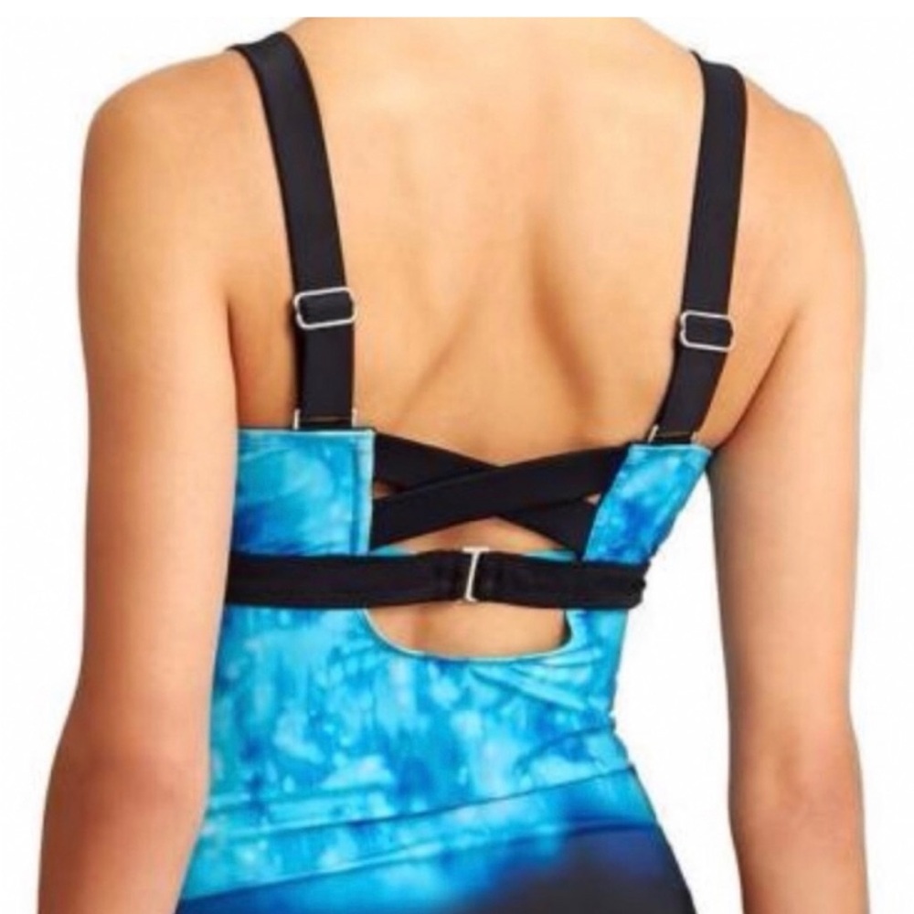 Athleta Blue Bali Pura tie dye blue tankini top &‎ Bali Dolphin Swim Bottoms SET - Picture 11 of 16